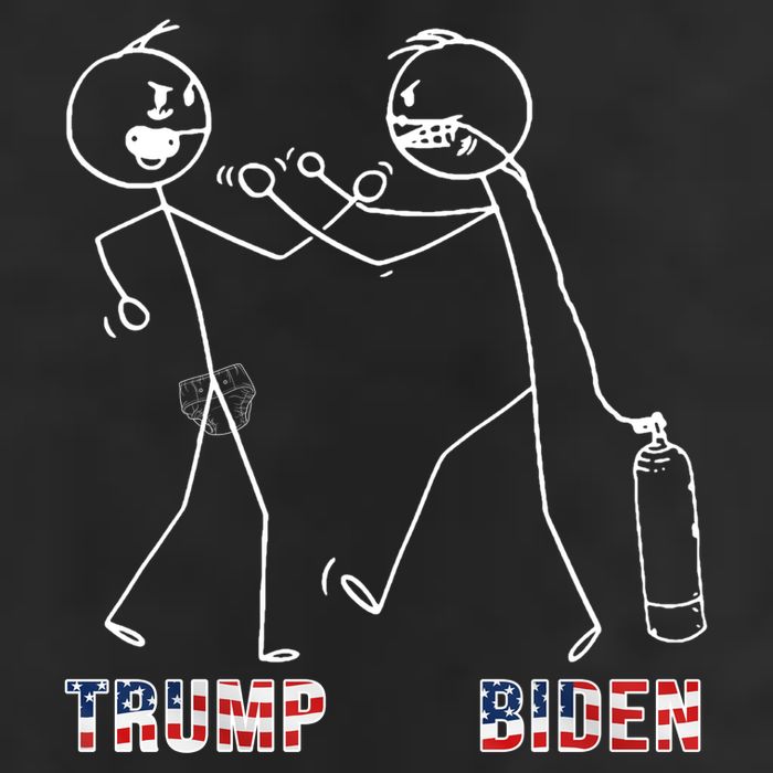 Trump Vs Biden Funny Debate Stickfigure 7 Panel Mesh Trucker Snapback Hat