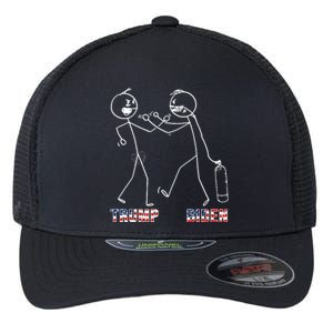 Trump Vs Biden Funny Debate Stickfigure Flexfit Unipanel Trucker Cap