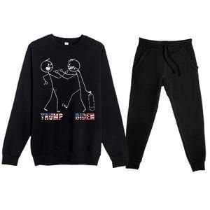 Trump Vs Biden Funny Debate Stickfigure Premium Crewneck Sweatsuit Set