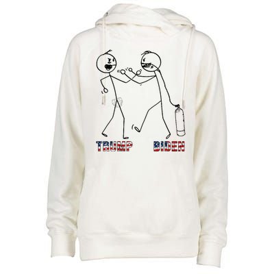 Trump Vs Biden Funny Debate Stickfigure Womens Funnel Neck Pullover Hood