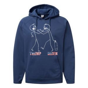 Trump Vs Biden Funny Debate Stickfigure Performance Fleece Hoodie