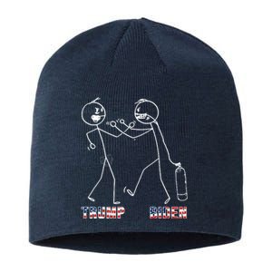 Trump Vs Biden Funny Debate Stickfigure Sustainable Beanie