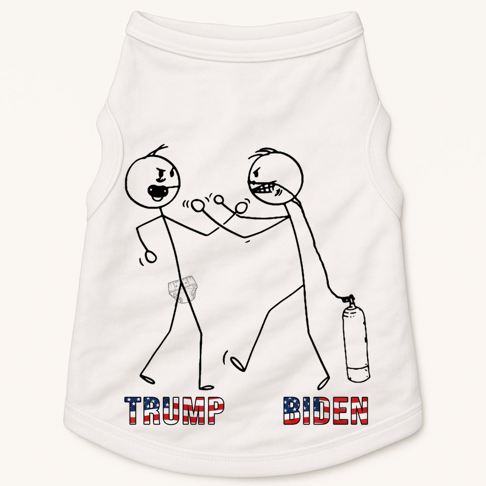 Trump Vs Biden Funny Debate Stickfigure Doggie Tank