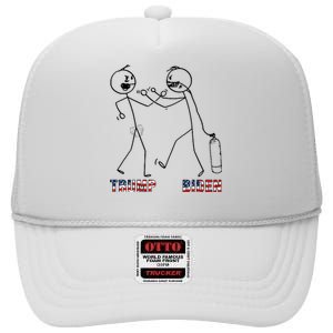 Trump Vs Biden Funny Debate Stickfigure High Crown Mesh Back Trucker Hat