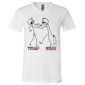 Trump Vs Biden Funny Debate Stickfigure V-Neck T-Shirt