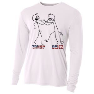 Trump Vs Biden Funny Debate Stickfigure Cooling Performance Long Sleeve Crew