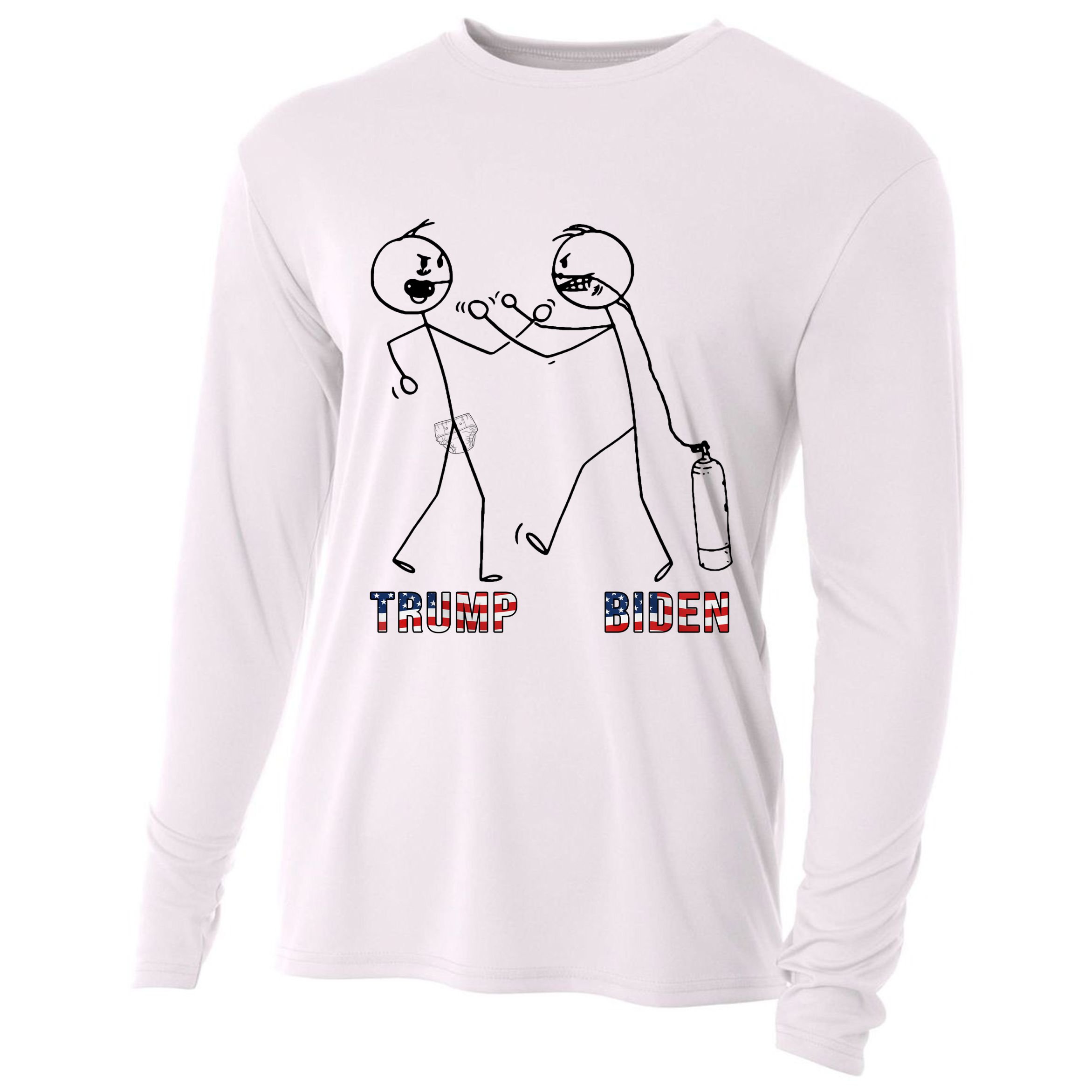 Trump Vs Biden Funny Debate Stickfigure Cooling Performance Long Sleeve Crew
