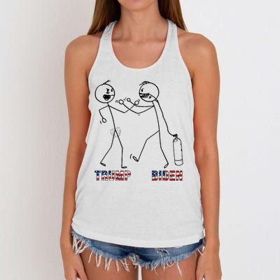 Trump Vs Biden Funny Debate Stickfigure Women's Knotted Racerback Tank