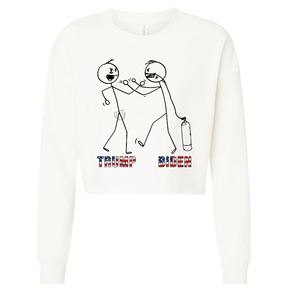 Trump Vs Biden Funny Debate Stickfigure Cropped Pullover Crew