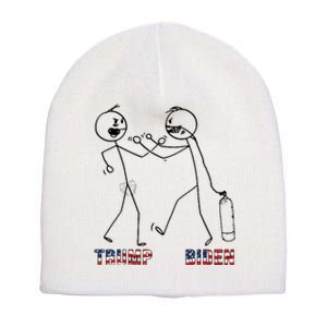 Trump Vs Biden Funny Debate Stickfigure Short Acrylic Beanie