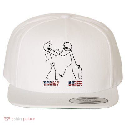 Trump Vs Biden Funny Debate Stickfigure Wool Snapback Cap