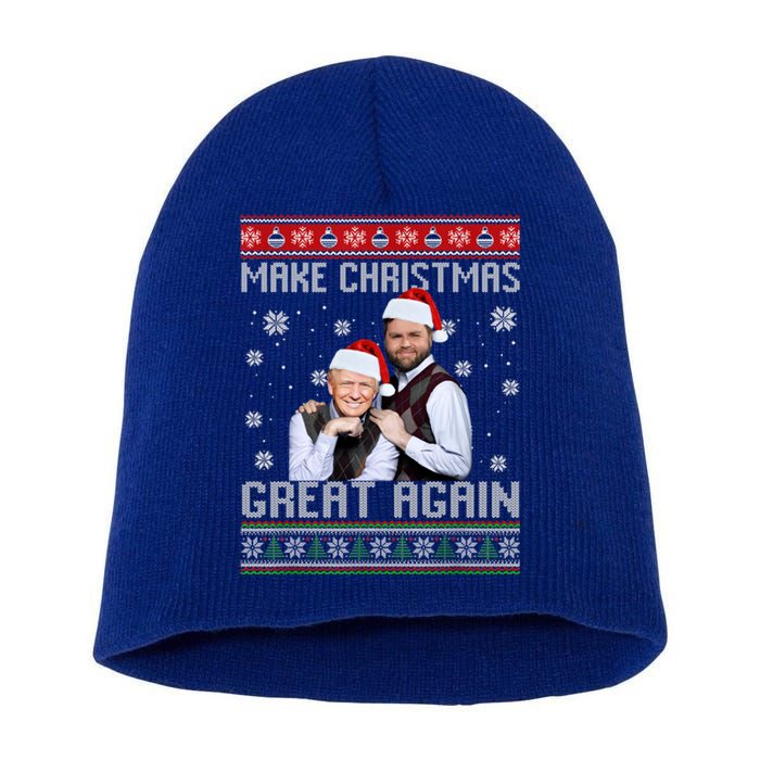 Trump Vance Brothers Make Christmas Great Again Ugly Gift Short Acrylic Beanie