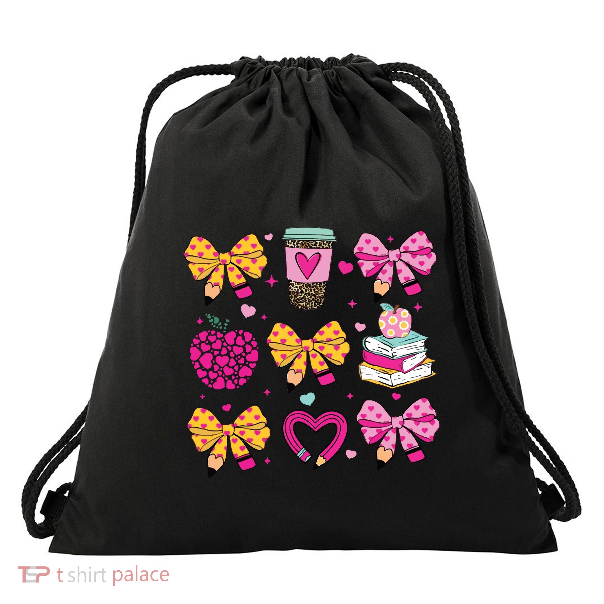 Teacher Valentine Coquette Valentine Teacher Drawstring Bag