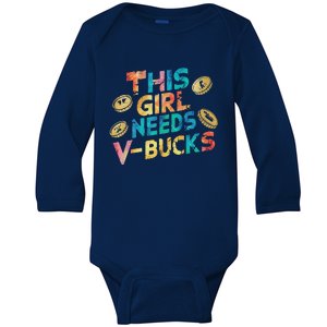 Thisneeds Vbucks Cool Gaming Graphic Design Premium Baby Long Sleeve Bodysuit