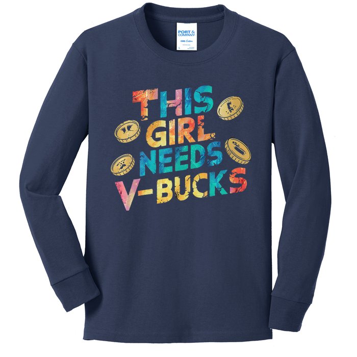 Thisneeds Vbucks Cool Gaming Graphic Design Premium Kids Long Sleeve Shirt