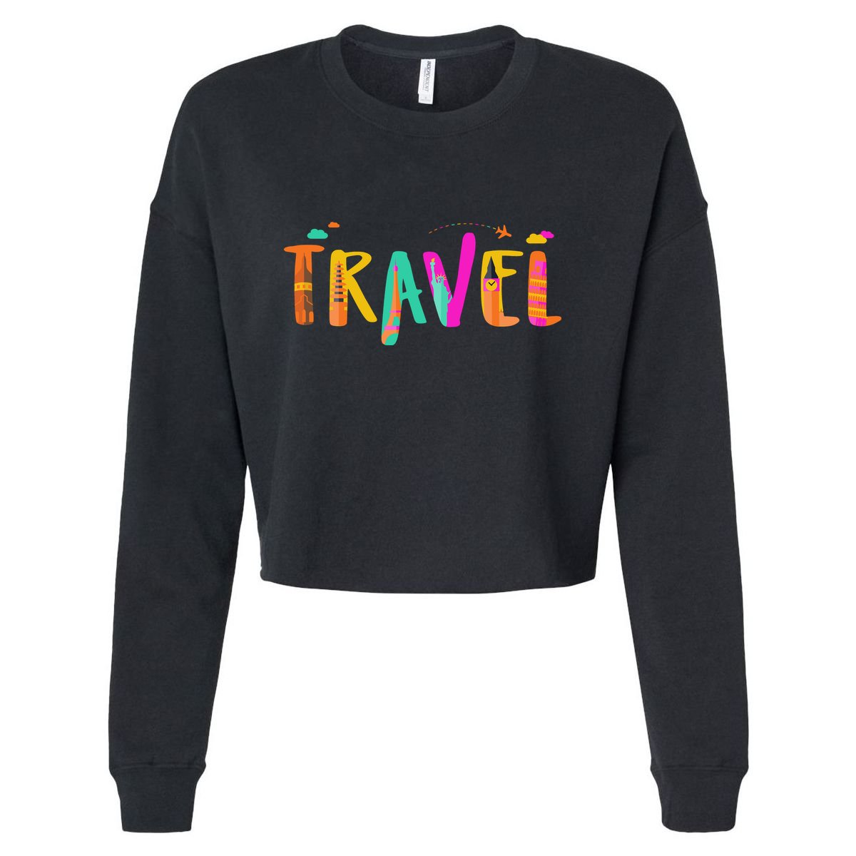 Travel Vacation Cute Gift Cropped Pullover Crew