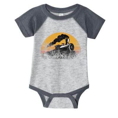 Train Vintage Distressed Retro Engineer Engine Conductor Infant Baby Jersey Bodysuit