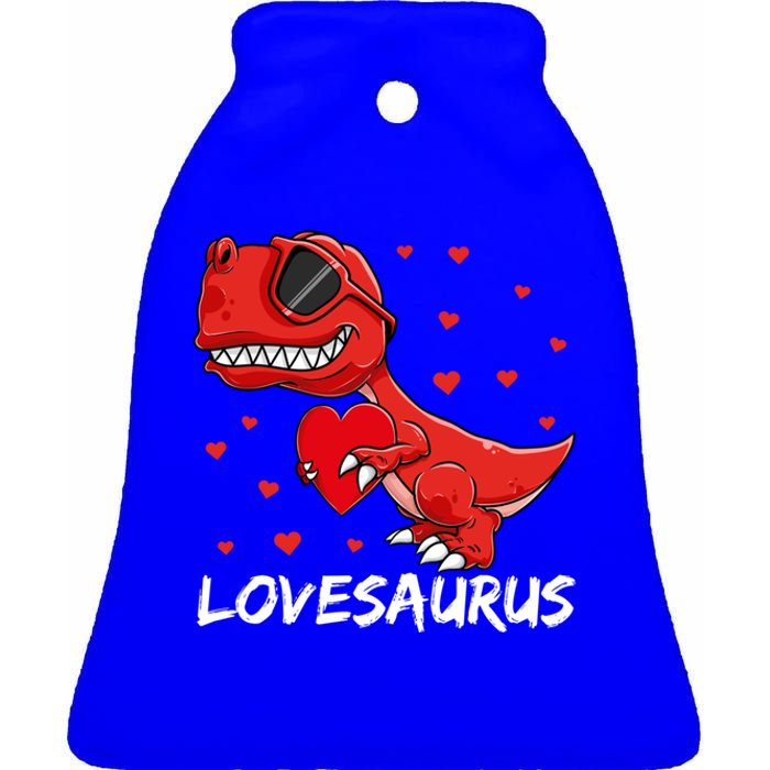 Tgiftrex Valentines Day Dinosaur Funny Gift Ceramic Bell Ornament