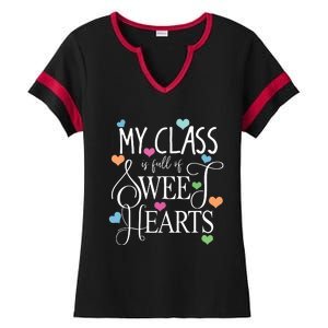 Teachers Valentines Day Shirts Class Full Of Sweethearts Ladies Halftime Notch Neck Tee