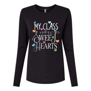 Teachers Valentines Day Shirts Class Full Of Sweethearts Womens Cotton Relaxed Long Sleeve T-Shirt