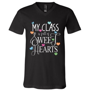 Teachers Valentines Day Shirts Class Full Of Sweethearts V-Neck T-Shirt