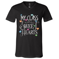 Teachers Valentines Day Shirts Class Full Of Sweethearts V-Neck T-Shirt