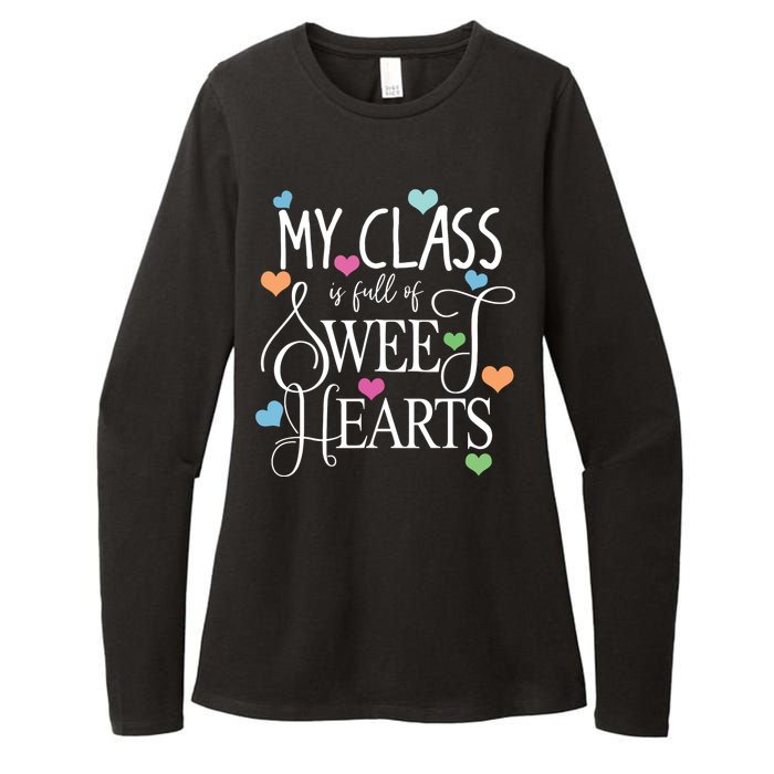 Teachers Valentines Day Shirts Class Full Of Sweethearts Womens CVC Long Sleeve Shirt