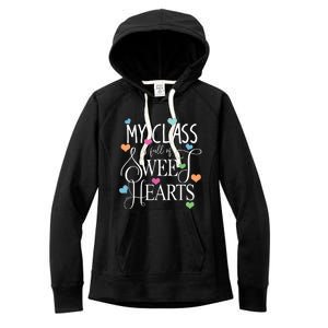 Teachers Valentines Day Shirts Class Full Of Sweethearts Women's Fleece Hoodie