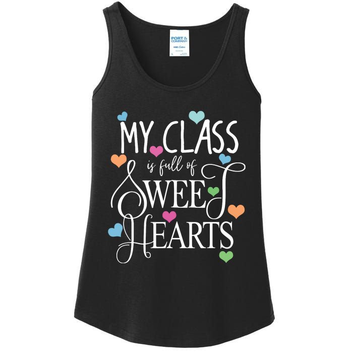 Teachers Valentines Day Shirts Class Full Of Sweethearts Ladies Essential Tank