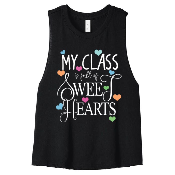 Teachers Valentines Day Shirts Class Full Of Sweethearts Women's Racerback Cropped Tank