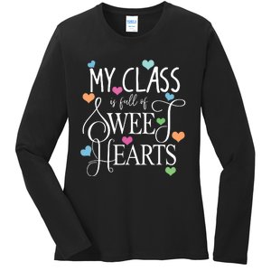 Teachers Valentines Day Shirts Class Full Of Sweethearts Ladies Long Sleeve Shirt