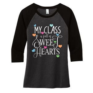 Teachers Valentines Day Shirts Class Full Of Sweethearts Women's Tri-Blend 3/4-Sleeve Raglan Shirt