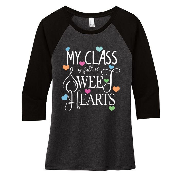 Teachers Valentines Day Shirts Class Full Of Sweethearts Women's Tri-Blend 3/4-Sleeve Raglan Shirt