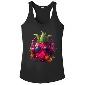 Tropical Vibes Dragon Fruit Summer Music DJ Style Ladies PosiCharge Competitor Racerback Tank