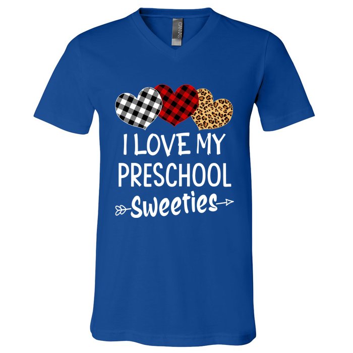 Teacher Valentines Day Gift I Love My Preschool Sweeties Cool Gift V-Neck T-Shirt