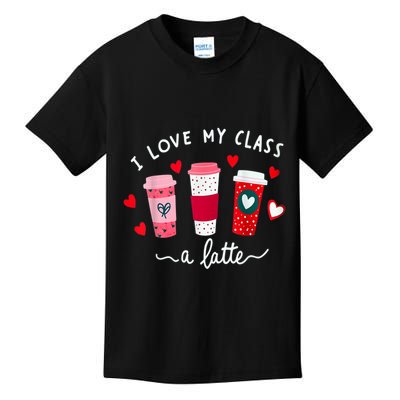 Teachers Valentine Day I Love My Class A Latte Coffee Kids T-Shirt