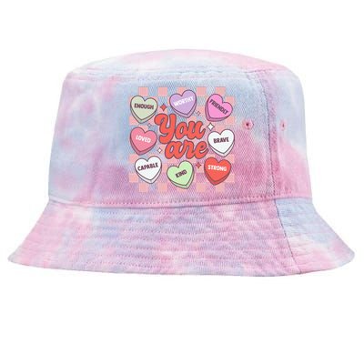 Teacher Valentines Day Candy Heart Tie-Dyed Bucket Hat