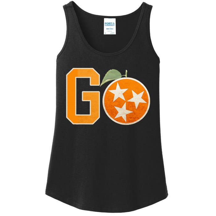 Tennessee Vintage Distressed Orange And White Flag Ladies Essential Tank