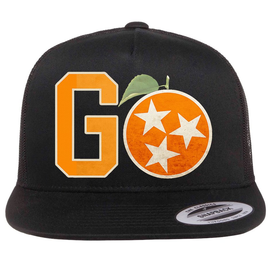Tennessee Vintage Distressed Orange And White Flag Flat Bill Trucker Hat