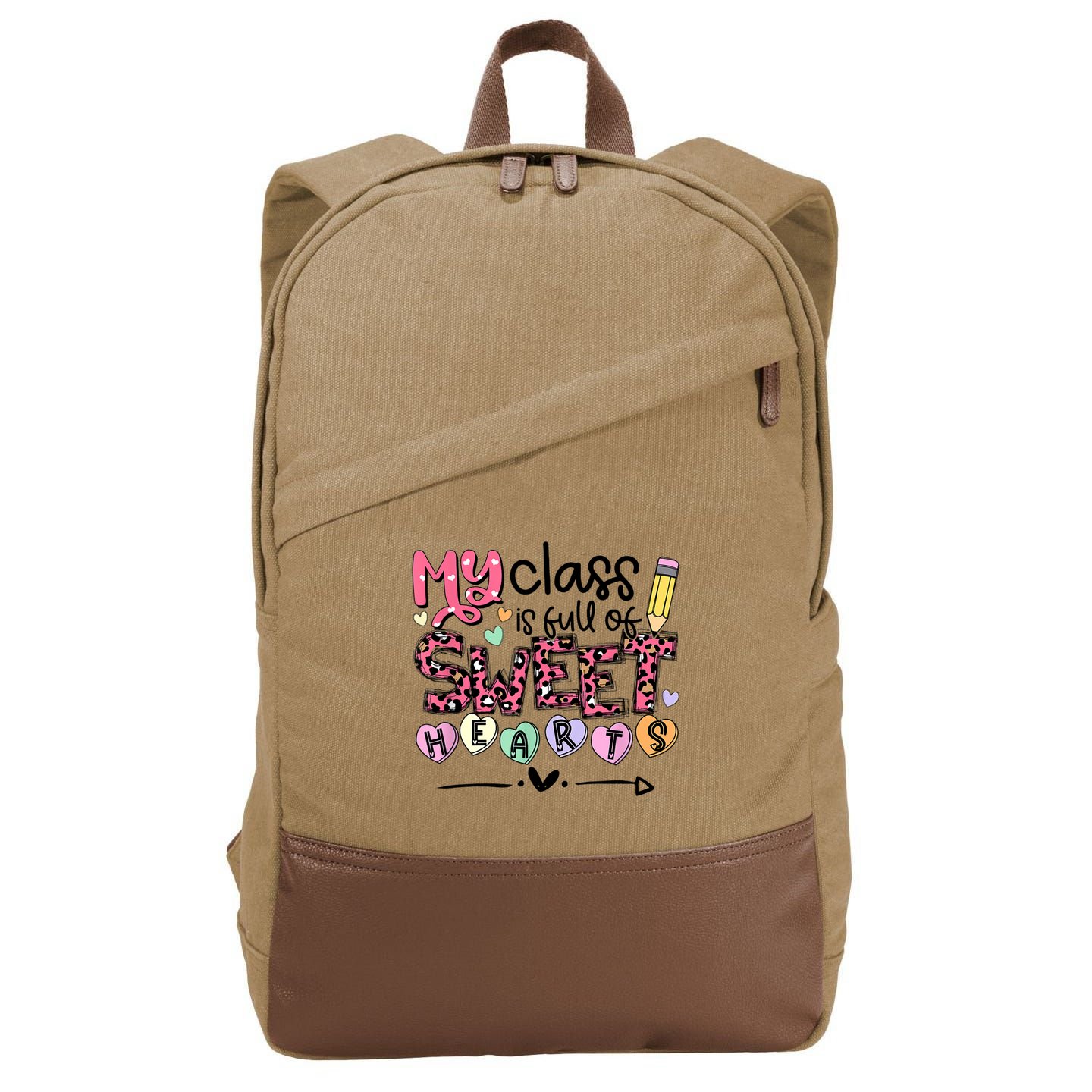 Teacher Valentine's Day My Class Is Full Of Sweet Hearts Cotton Canvas Backpack