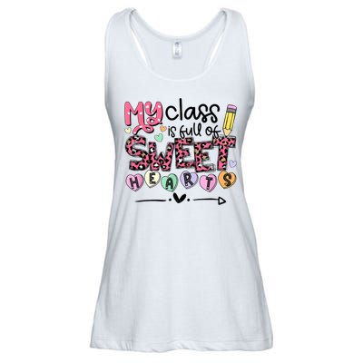 Teacher Valentine's Day My Class Is Full Of Sweet Hearts Ladies Essential Flowy Tank