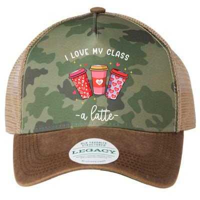 Teachers Valentine Day I Love My Class A Latte Coffee Legacy Tie Dye Trucker Hat