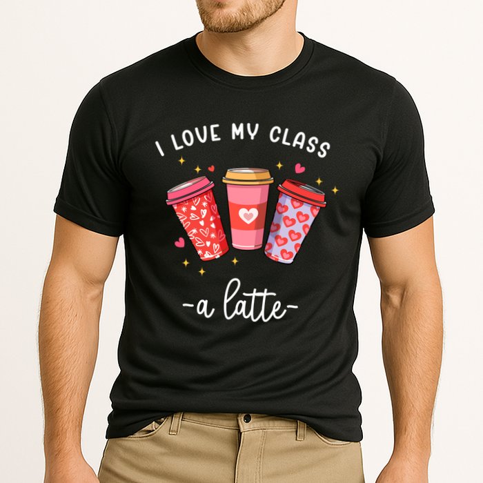 Teachers Valentine Day I Love My Class A Latte Coffee Cooling Performance Crew T-Shirt
