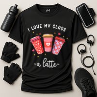 Teachers Valentine Day I Love My Class A Latte Coffee Cooling Performance Crew T-Shirt