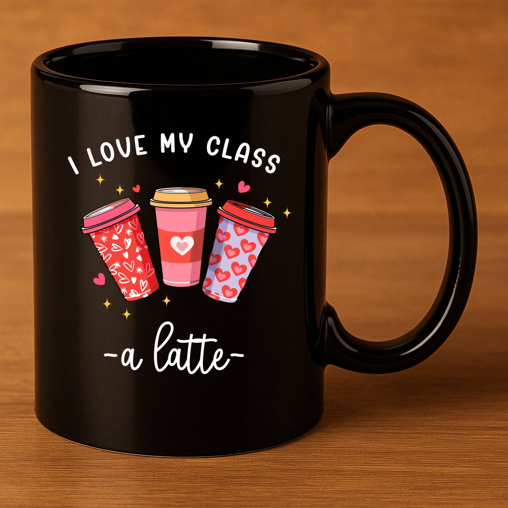 Teachers Valentine Day I Love My Class A Latte Coffee 11oz C Handle Ceramic Mug