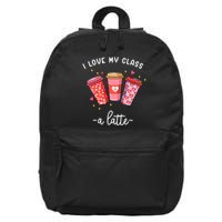 Teachers Valentine Day I Love My Class A Latte Coffee 16 in Basic Backpack