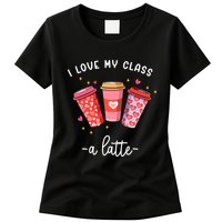 Teachers Valentine Day I Love My Class A Latte Coffee Womens T-Shirt