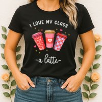 Teachers Valentine Day I Love My Class A Latte Coffee Womens T-Shirt
