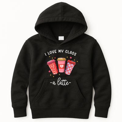 Teachers Valentine Day I Love My Class A Latte Coffee Kids Hoodie