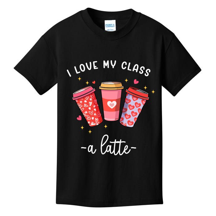 Teachers Valentine Day I Love My Class A Latte Coffee Kids T-Shirt